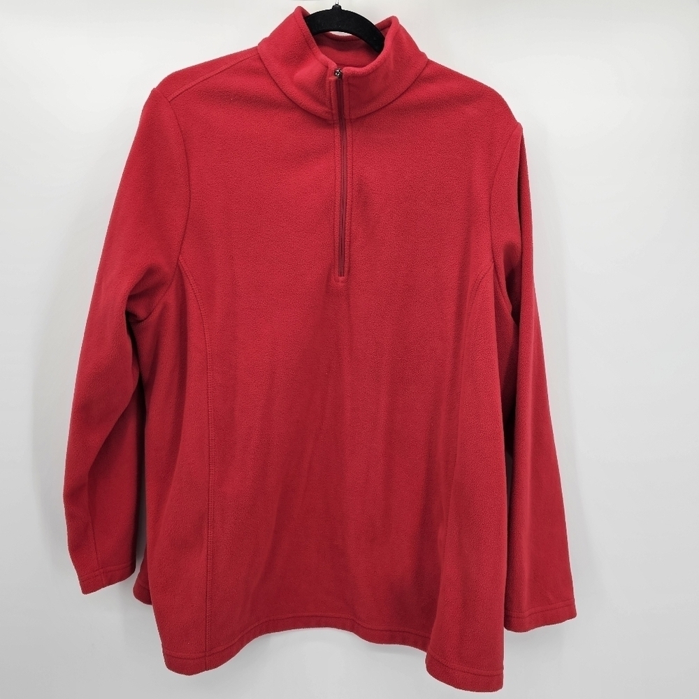 lands' end 1/4 quarter zipnred fleece pullover women's size 1x